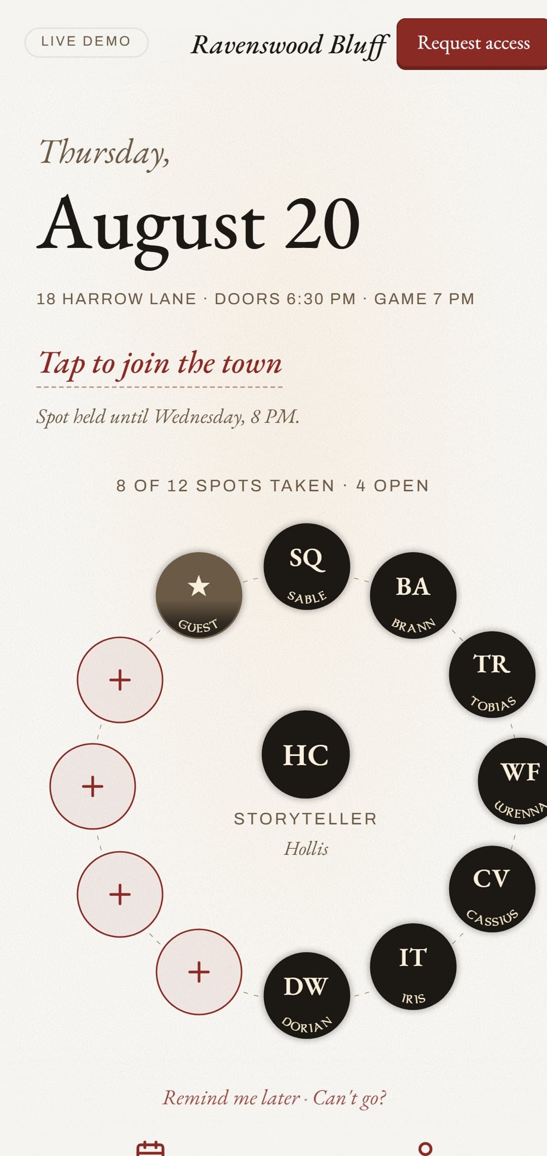 Townsquare running on a phone